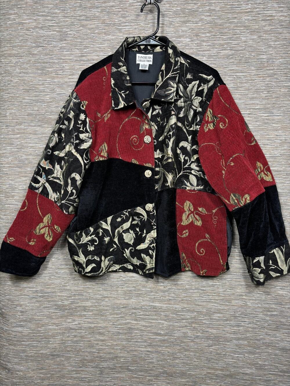 Tantrums Collection Jacket Womens XL Multicolor Floral Velvet Patchwork Lined